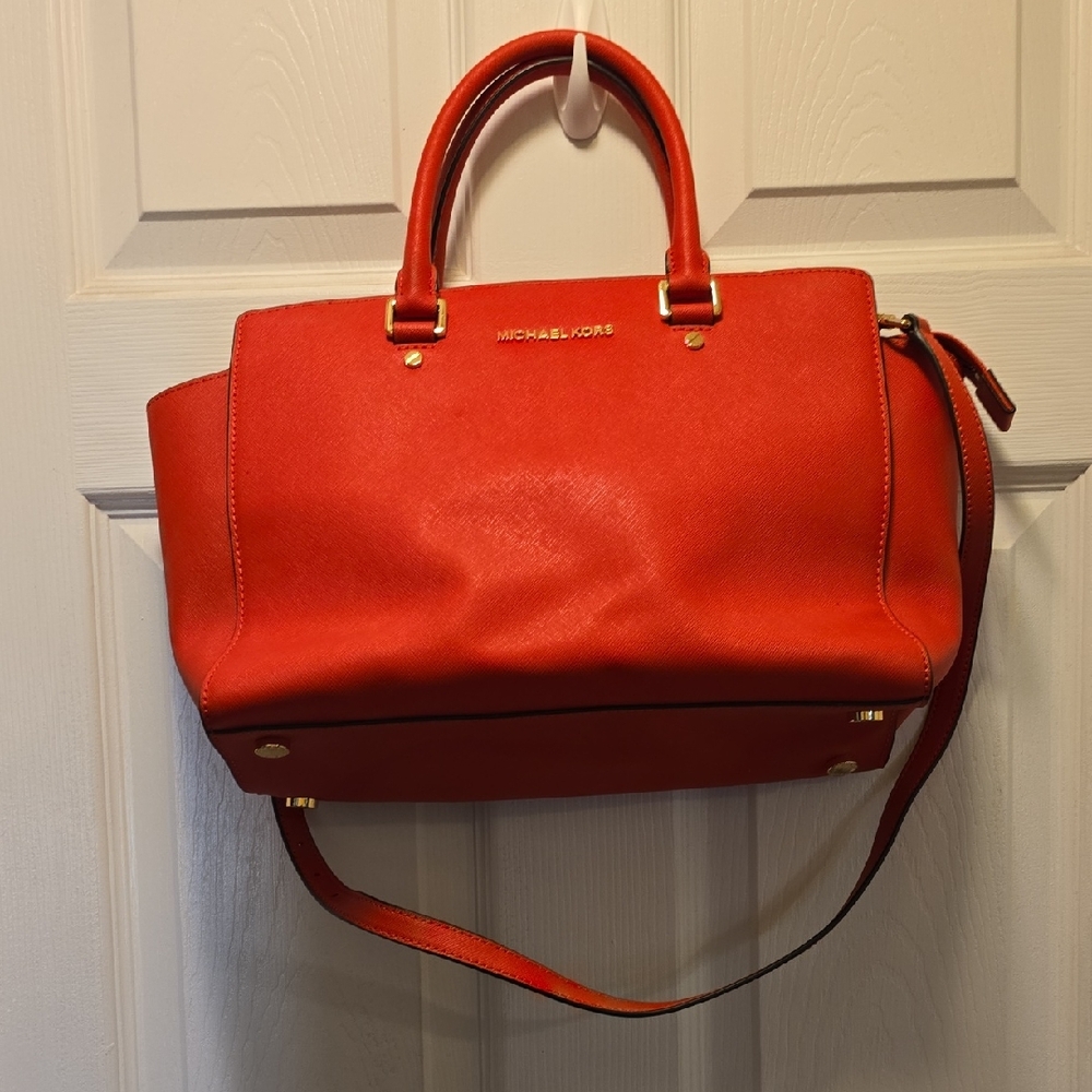 Michael Kors Red Satchel with Adjustable Strap